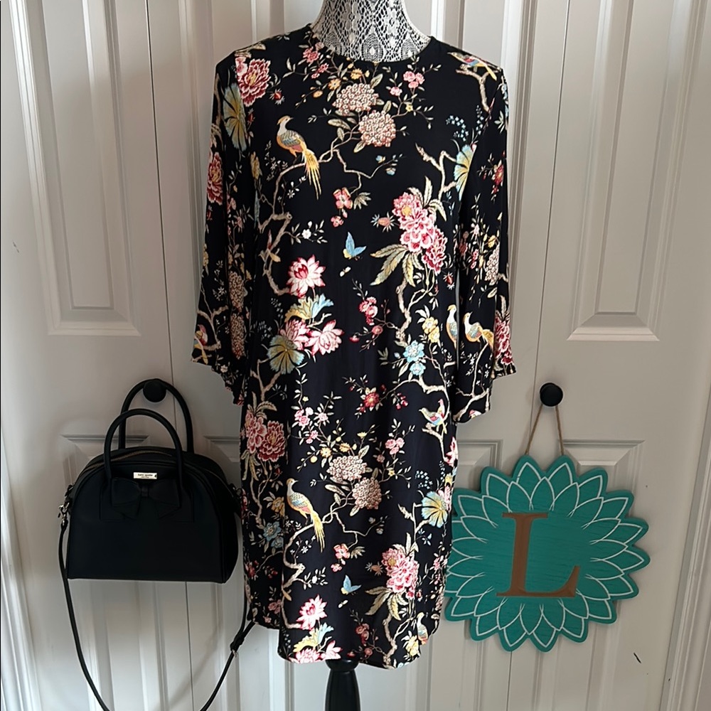 H&M Pink and White Sheath Dress with Dolman Sleeves